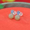 Brincos Yuebao Jewelry Prata Esterlina S925 Banhado a Ouro Jade Hetian Safira Retro Moda Nacional Flor Cloisonné Conta Redonda Brincos Pendentes