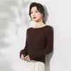 Suéter de Punto de Lana Sin Costuras Yangzi para Mujer, Patrón de Ondas de Agua, Cuello Redondo, Corte Ajustado, Suéter Base para Vestir en Otoño e Invierno