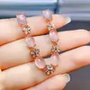 Atacado de Fábrica Popular Pulseira de Cristal Rosa Natural com Inlay de Prata S925 Pedra Principal 6*8 Joias de Luxo Venda Direta da Fábrica