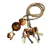 Pingente de Madeira de Jujuba Fulminada com Marcas de Raio, Pingente Original de Contas Redondas, Acessório de Pingente, Corrente para Clavícula, Ornamento Unissex, Decoração para Pendurar no Carro, Atacado