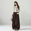 Cross2026 Otoño Invierno Nuevo Estilo Super Buen Ajuste Estilo Coreano Sencillo Tela de Algodón Puro Súper Suave Jeans de Pierna Ancha Mujer