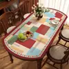 Jogo americano oval retrô americano para mesa de jantar, lavável, à prova d'água, à prova de óleo, protetor de mesa, luxo leve, toque de alta qualidade, toalha de mesa para sala de estar