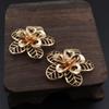 Accesorios de joyería hechos a mano para bricolaje, cobre fundido, 39 mm, tres horquillas de flores tridimensionales, accesorios de material