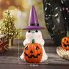 Enfeites de fantasma brilhantes de Halloween, chapéu de bruxa, lanterna de abóbora, luz noturna de mesa, decorações de atmosfera festiva
