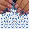 Adesivos de Unha Artística Novos Transfronteiriços Verão Fofos Desenho Animado Bolinhas Azul Estilo Francês Tubarão-Baleia Adesivos de Unha Adesivos
