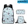 Periférico Impreso en 3D Sanrio Kuromi Kuromi Dibujos Animados Mochila Escolar Bolso de Hombro Bolsa para Lápices Mochila Juego de Tres Piezas