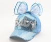 Boné infantil fofo novo com lantejoulas grande laço BABY Pearl boné de beisebol de malha com proteção solar de verão