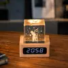 Luz Noturna de Cristal para Relógio Cubo de Nuvem Ornamento de Mesa Luminária de Cabeceira Árvore de Cristal Presente de Natal para Meninas Transfronteiriço