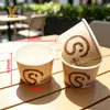Taza de Papel Desechable para Helado de 3 oz 90 ml Taza de Helado Impresión Personalizada Venta Directa de Fábrica Taza de Yogur con Tapa