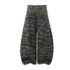 Pantalones acampanados camuflaje casual estilo americano Oso Mágico, pantalones casuales de pierna ancha con patrón cruzado, corte holgado para hombre, moda urbana