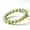 Pulsera de Piedra Natural de Ágata Alashan Redonda Cristalina Jiuya Pulsera Verde Matcha de Ágata Alashan