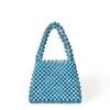 Bolso de Mujer de Invierno Personalizado Nuevo Retro Literario de Gama Alta Bolso con Cuentas en las Esquinas Tejido a Mano Bolso de Mano con Diseño de Nicho