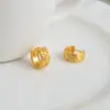 Pendientes de Plata de Ley S925 Nalan Huecos de Flor de Cuatro Hojas Cepillados Exquisitos Simples Estilo Ins Pendientes de Nicho M08150