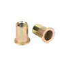 Tuerca remachable de acero al carbono con cabeza plana, zincado azul y blanco, grano vertical, paso pasante, moleteada, M3-m12