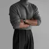 Suéter Pulóver Cuello Alto Estilo Simple Myq para Hombre, Cálido de Invierno Ajustado Tejido Capa Base, Atuendo Estilo Coreano