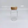 Botellas tipo cápsula esmeriladas en stock 150 ml Tapa de rosca Tapa de bambú Botellas dispensadoras para medicina Botellas de vidrio 250 ml Botellas tipo cápsula transparentes