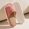Pantuflas de Lino Absorbentes de Sudor para Mujer, Estilo Nuevo Sencillo para Todas las Estaciones, Pantuflas de Algodón y Lino Absorbentes de Sudor, Transpirables, Antideslizantes para Hombre, Verano