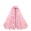 30 Luces Capa de Elsa Capa Luminosa Ropa de Rendimiento Navideño para Niños Malla de Doble Capa Luz LED Traje de Niña