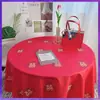 Mantel Rojo al Por Mayor de Fábrica con Palabras Felices Boda Boda Tela Roja Mesa de Comedor Mesa de Café Mantel Rectangular