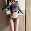 Ropa Interior de Lujo Ligero Francés Original Satén Seda de Hielo para Mujer Calzones Simples Puros de Cintura Media con Adorno de Encaje para Mujer