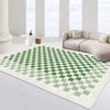 Alfombra para Sala de Estar Estilo Minimalista Francés Patrón Ajedrez Dormitorio Cobertura Completa Faux Cachemira Sofá Lujo Ligero Alfombra para Mesa de Centro Decoración del Hogar