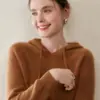 Suéter de Cachemira con Capucha Nuevo Otoño e Invierno Sudadera para Mujer Jersey Holgado Punto de Lingote Raglán Manga Larga Ropa Interior Sudadera de Punto