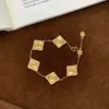Collar y Pulsera de Trébol de Cuatro Hojas Cortado a Láser por Ambos Lados, Estilo de Corte Francés Vintage, Lujo Ligero, Conservación del Color, Chapado en Oro de 24 Quilates