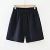 Estilo Nuevo Verano 2026: Shorts Casuales de Lino de Color Sólido Artístico con Cintura Elástica y Cordón Sueltos para Mujer