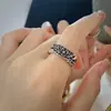 Nuevo anillo de dedo abierto retro con forma de flor de loto como un pato al agua, anillo de pareja étnica envejecido, venta al por mayor en vivo