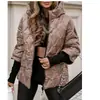 Estação independente 2024 outono e inverno nova moda jaqueta casaco de algodão com capuz moda solta manga longa retalhos feminino