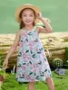 Vestido sem mangas para meninas, Vestido Princesa de Verão Estilo Coreano para Bebê, Vestido Colete, Vestido com Alça Floral Estiloso para Crianças