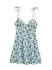 Para Vestido Aliexpress Ropa Femenina Transfronteriza Verano 2025 Nuevo Estilo Europeo y Americano Tirantes Estampado Floral Falda de Popelina
