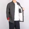Abrigo de Invierno Estilo Chino Forrado de Felpa Cálido Lino Algodón Acolchado Traje Tang para Hombre Engrosado Holgado Talla Grande Abrigo de Algodón Acolchado Chino