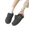 Zapatos Birkenstock Grises Todo Incluido para Mujer, Nuevos Populares de Otoño e Invierno 2025 Zapatos Slip-On Perezosos con Forro Polar Añadido, Zapatos de Algodón Birkenstock