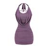 Vestido de Malla con Cuello con Cordones Spice Girls Deseo Puro para Mujer Diseño Pequeño Plisado Sexy Ajustado Falda de Cadera