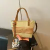 Cesta de verano tejida a rayas, 2026 de gran capacidad, elegante bolsa de playa de paja para vacaciones, bolso de hombro, bolso cruzado y bolsa de mano