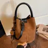 Bolso de Cubo Retro Casual de Mano para Mujer 2026 Nuevo Estilo de Gama Alta Elegante Versátil Bolso de Hombro Cruzado de Gamuza