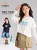 Camiseta Pudding Haru para niños, modelo nuevo de verano 2026 para niños mayores, camiseta estampada de dos piezas simuladas con mangas de malla transpirable