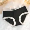 Calcinha Feminina Simples Estilo Japonês Cintura Média Costura em Contraste Algodão Puro Forro na Virilha Calcinha Biquíni para Mulheres