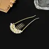 Peine y pasador de pelo de perla modelo nuevo 2026 herramienta de peinado de cuatro dientes inserto para el pelo peine pinza para el pelo en forma de U accesorio para el pelo