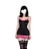 Camisola Sexy e Atraente de Renda com Aro e Saia Justa, Camisola Lingerie para Mulheres 2578