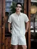 Camisa Polo de Lino Hielo Seda Estilo Old Money Manga Corta para Hombre Verano Delgada Fresca Transpirable Protección Solar Camiseta Corte Relajado Media Manga
