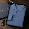 Suéter de cachemira con cuello polo para hombre, cachemira de cabra, capa base de lana para otoño e invierno, suéter pullover tejido holgado