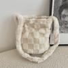 410241 otoño e invierno nuevo bolso de cubo cruzado de terciopelo de cordero estampado de leopardo retro color cuadros gran capacidad bolso de hombro