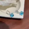 Aretes Cuadrados Azules de Zirconia, Aretes Exquisitos y de Alta Gama, Nuevo Estilo Caliente 2025, Aretes Versátiles y Elegantes