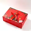 Caja de regalo temática navideña, caja de regalo plegable de una pieza con doble apertura, caja vacía de recuerdo de regalo navideño de Papá Noel al por mayor