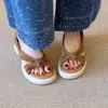 Sandalias Abiertas de Tacón Grueso Estilo Francés con Lazo de Terciopelo Casual para Mujer 2026 Verano Nuevas Retro Slip-On