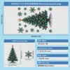 Decoraciones verdes navideñas festivas, luces de colores, copos de nieve, estrellas, ambiente de centro comercial, pegatinas electrostáticas para puertas de vidrio, escaparates