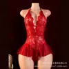 Comercio Exterior de Amazon Lencería Erótica Seductora Sin Quitarse Sexy de Encaje Sin Tirantes Una Pieza Abertura en la Entrepierna Camisón para Mujer Etiquetado Transfronterizo