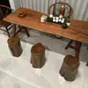 Mesa de Té de Nogal Negro Norteamericano Madera Maciza Tablero Grande Nuevo Estilo Chino Estilo Wabi-Sabi Para Beber Té Hogar Zen Rectangular Mesa de Té